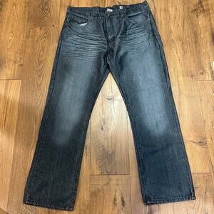 OLD SKOOL Sz 38x31 Hip Hop Jeans Dark Blue Distressed Skater Grunge Y2K